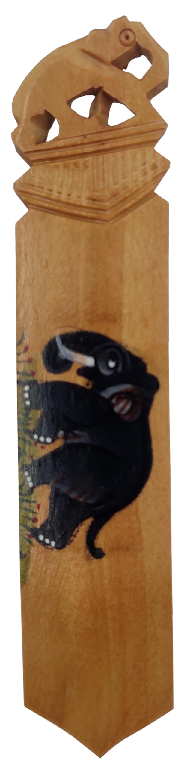Purpledip Wooden Bookmark Page Marker 'Elephants': Hand Carved & Painted Souvenir for Book Lovers (11442C)