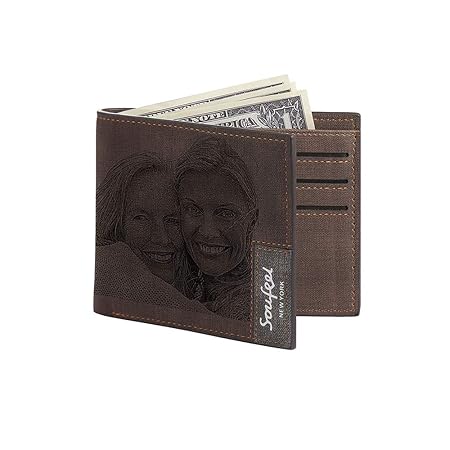 SOUFEEL Personalisiert Foto Geldbörse aus Leder Geldbeutel Portemonnaie mit Gravur 11.5x9.5x0.5 (B x H x T) Ultra leicht idea