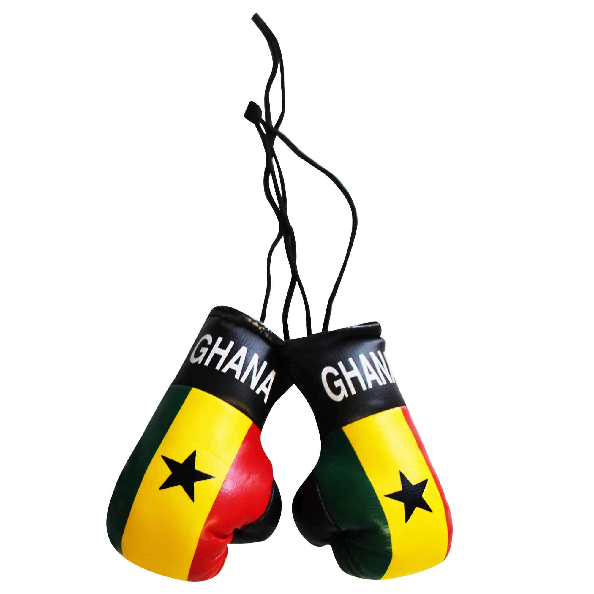 Ghana Flag Mini Boxing Gloves for Cars or Home - Flag Hanging Ornament - Leather - Casual Use