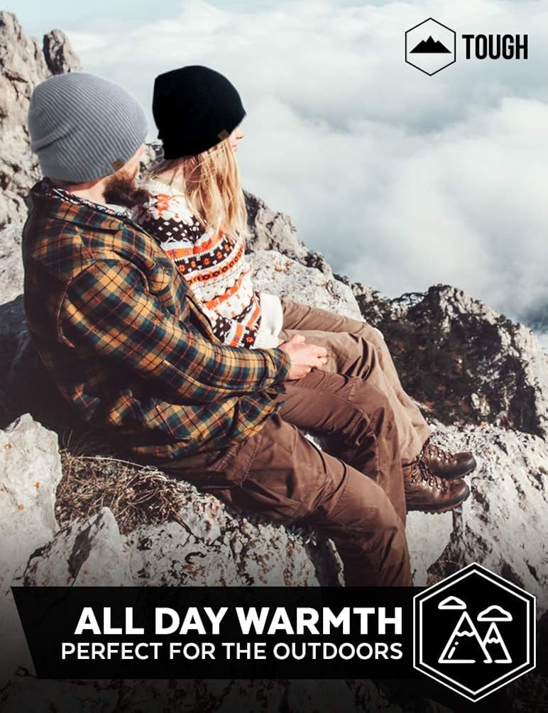Tough Headwear Daily Knit Ribbed Beanie Warm, Stretchy & Soft Beanie Hats for Men & Women - Year Round Comfort - Serious Beanies for Serious Style Black: Clothing