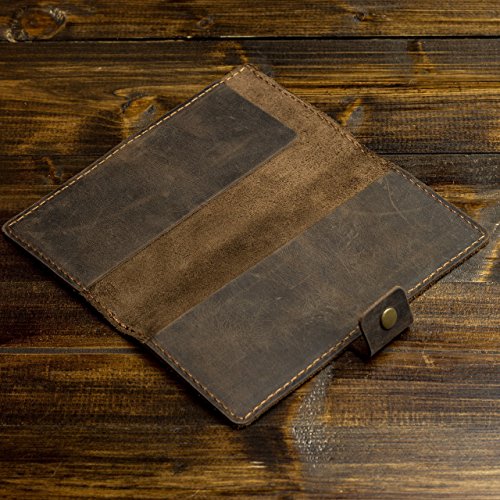 Pegai Personalized Checkbook Cover, Distressed Leather Checkbook Wallet, Checkbook Case - Clark | Chestnut Brown - Thumbnail 5