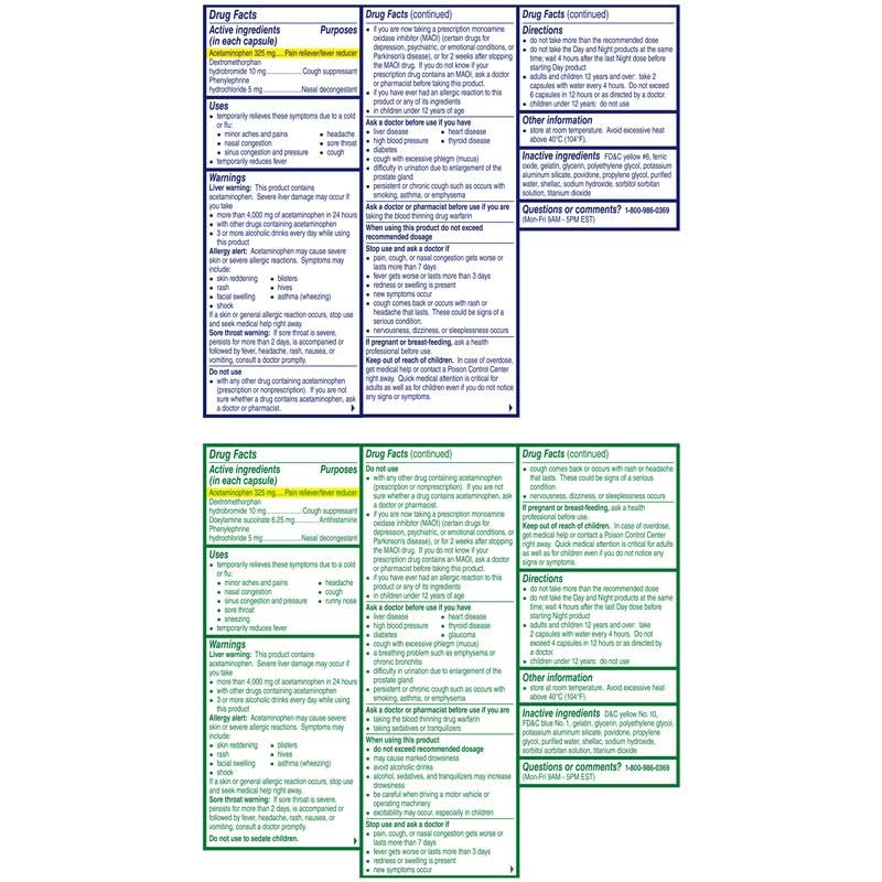 Alka-Seltzer Plus Power Max Cold & Flu Day+Night Medicine: Cough Suppressant, Cold and Flu Medicine For Adults and Children 12 Years and Older, 36 Count, Packaging May Vary