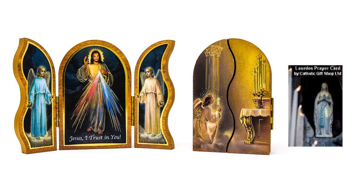 Triptych Divine Mercy Folding Plaque with Prayer