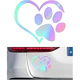 Yourkar Pet Dog Paw Print Sticker, Love Heart Dog Paw Stamped Automotive Window Decor Decal, Cute Paw Stickers for Vehicles Windows Walls Laptop Luggage, Exterior Car Accessories (Colorful)