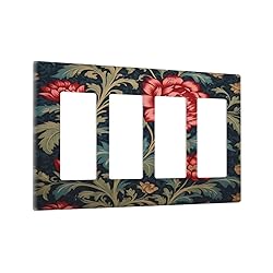Tewujay Red Floral with Green Blue Leafy 4 Gang