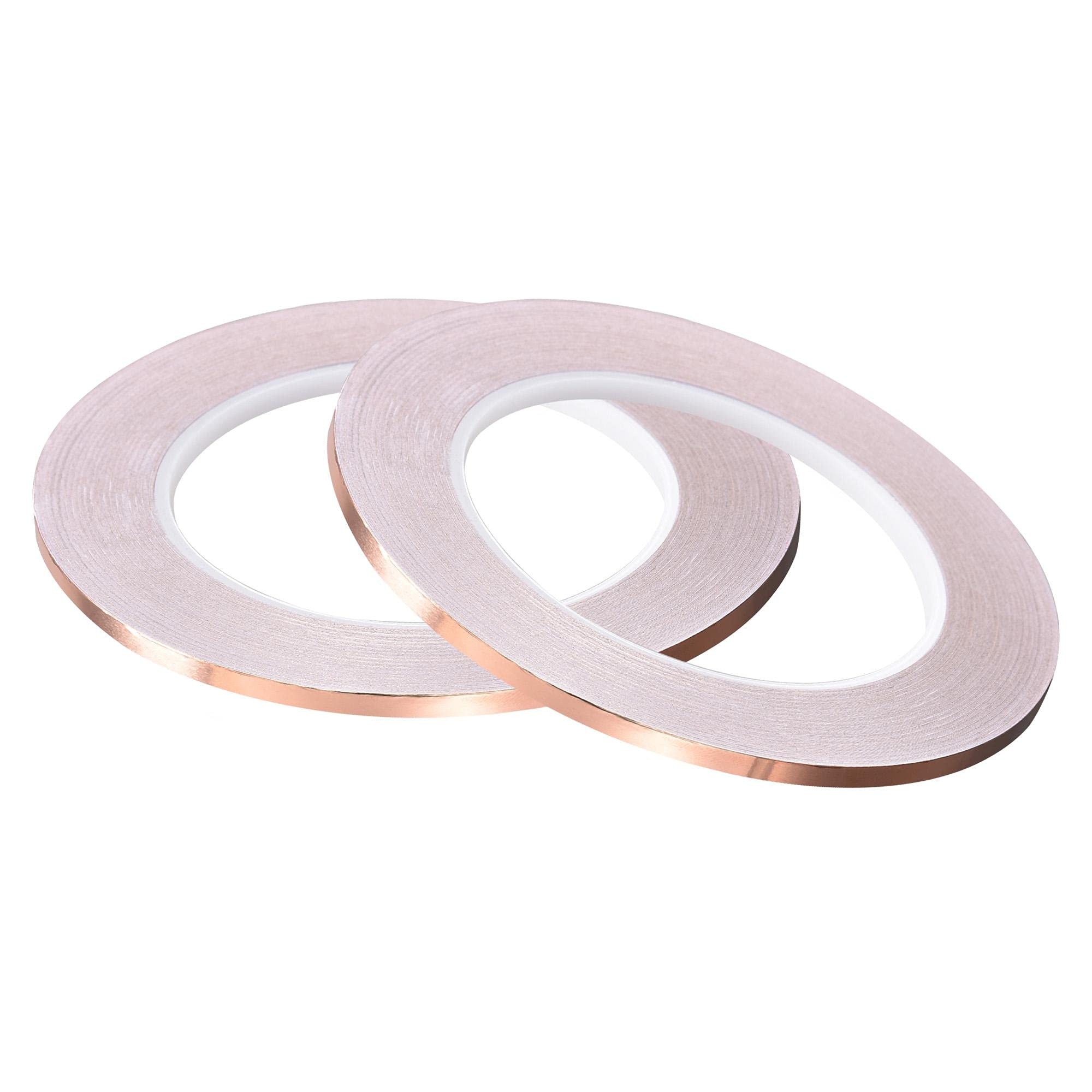 sourcing map Single-Sided Conductive Tape Copper Foil Tape Adhesive 4mm x 30m/98.4ft for Guitar,EMI Shielding Crafts, Electrical Repairs 2pcs
