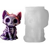Midnadiy Halloween 3D Skull Cat Candle Mold for DIY | Halloween Silicone Mold for Handmade Soap, Resin Crafts, Home Decor, Animal Shaped