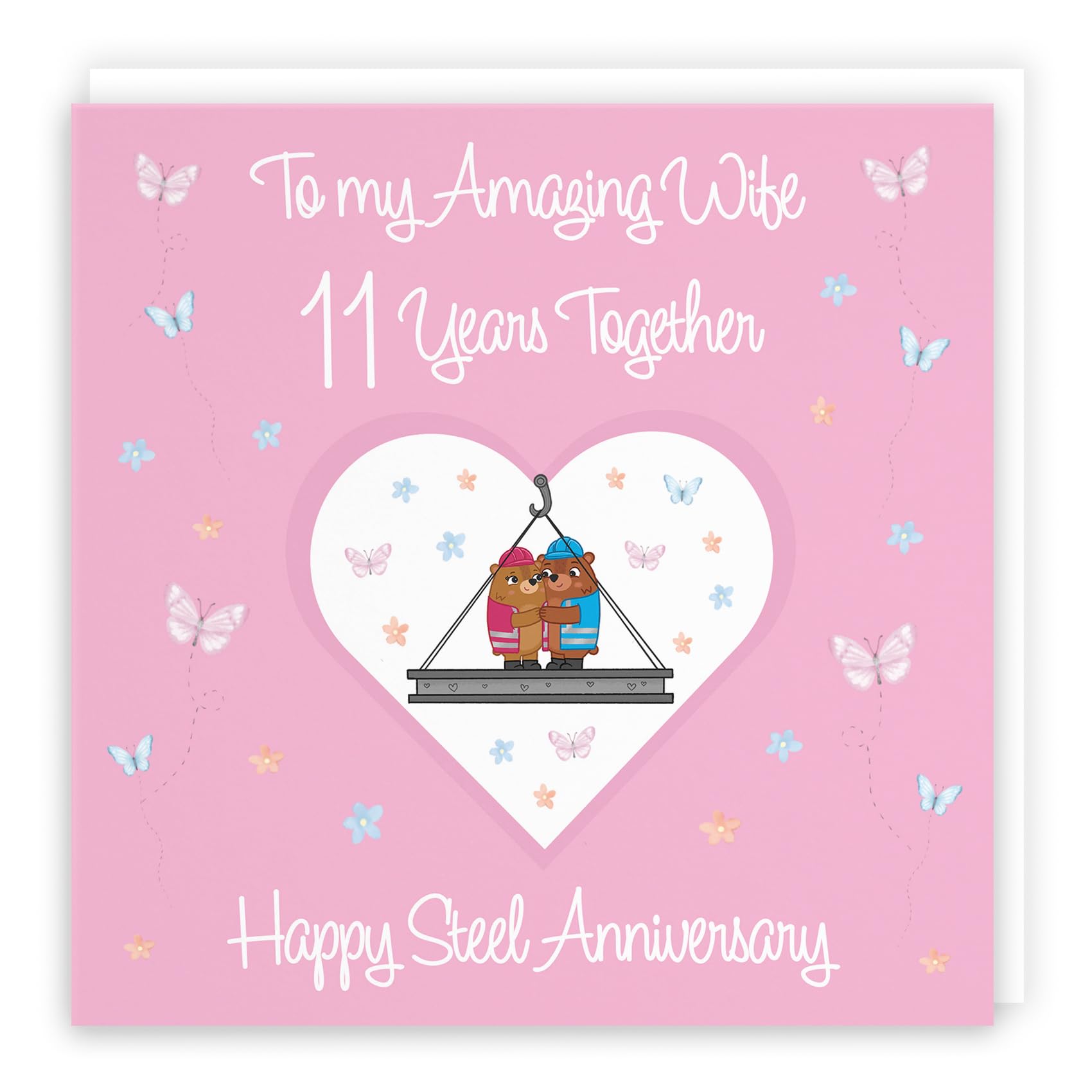 Hunts England - Wife 11th Anniversary Card - 11 Years - Steel Anniversary - Romantic Meadows - Fun Card - Eleventh Anniversary Card For Wife — image 1