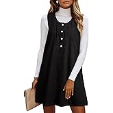 Dokotoo Womens Sleeveless Crewneck Lightweight Summer Casual Cotton Denim Dress Loose Fit Button Dress