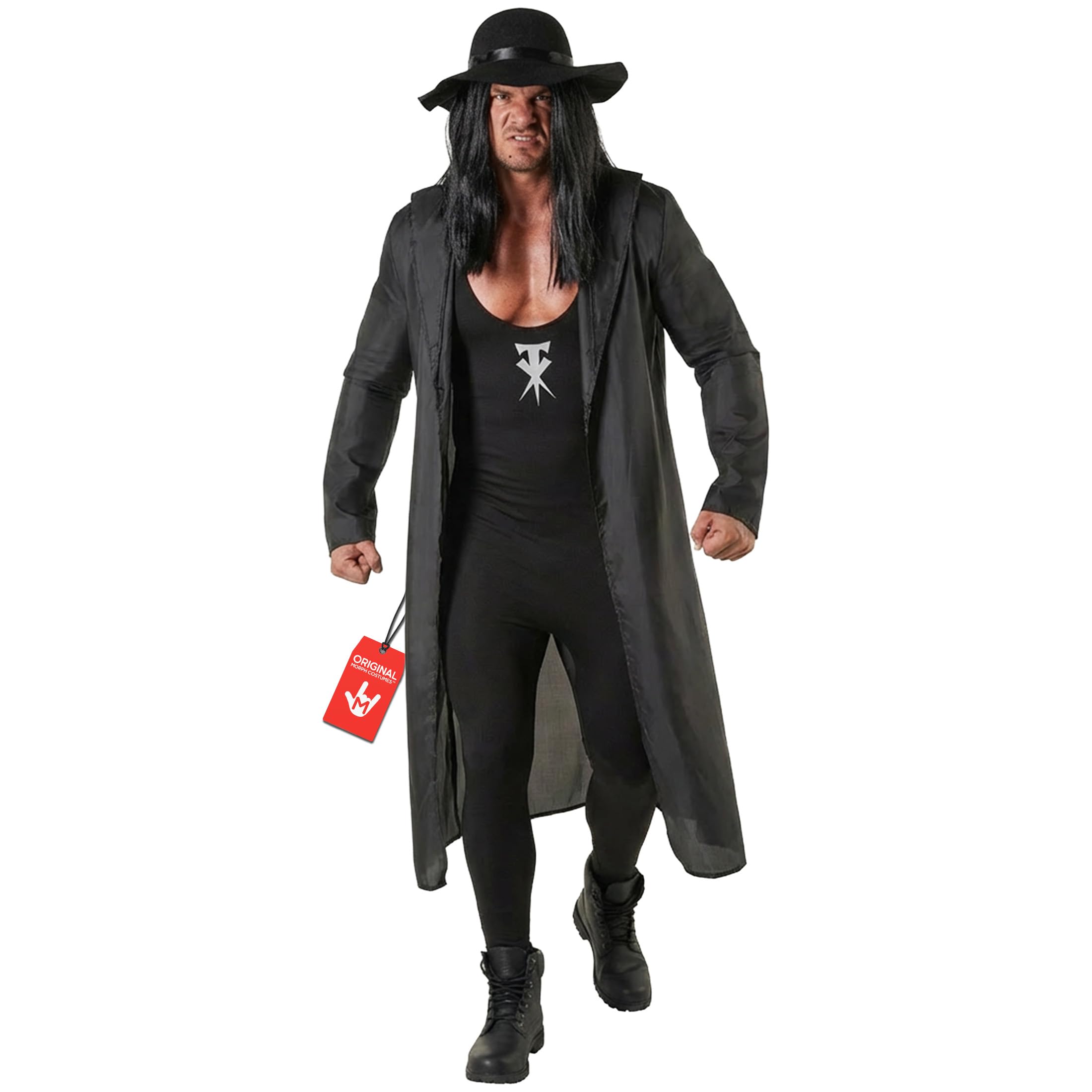 Morph WWE Undertaker Costume Adult Hat Fancy Dress Accessory for Halloween Parties and Themed Events, Large