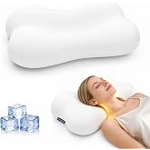 COMFYPIL Cervical Pillow for Neck Pain Relief, Ergonomic Contour Memory Foam Pillow for Side Back Stomach Sleepers, Deep Sleep Pillow for Cloud-Soft Shoulder Support with Cooling Pillowcase, White