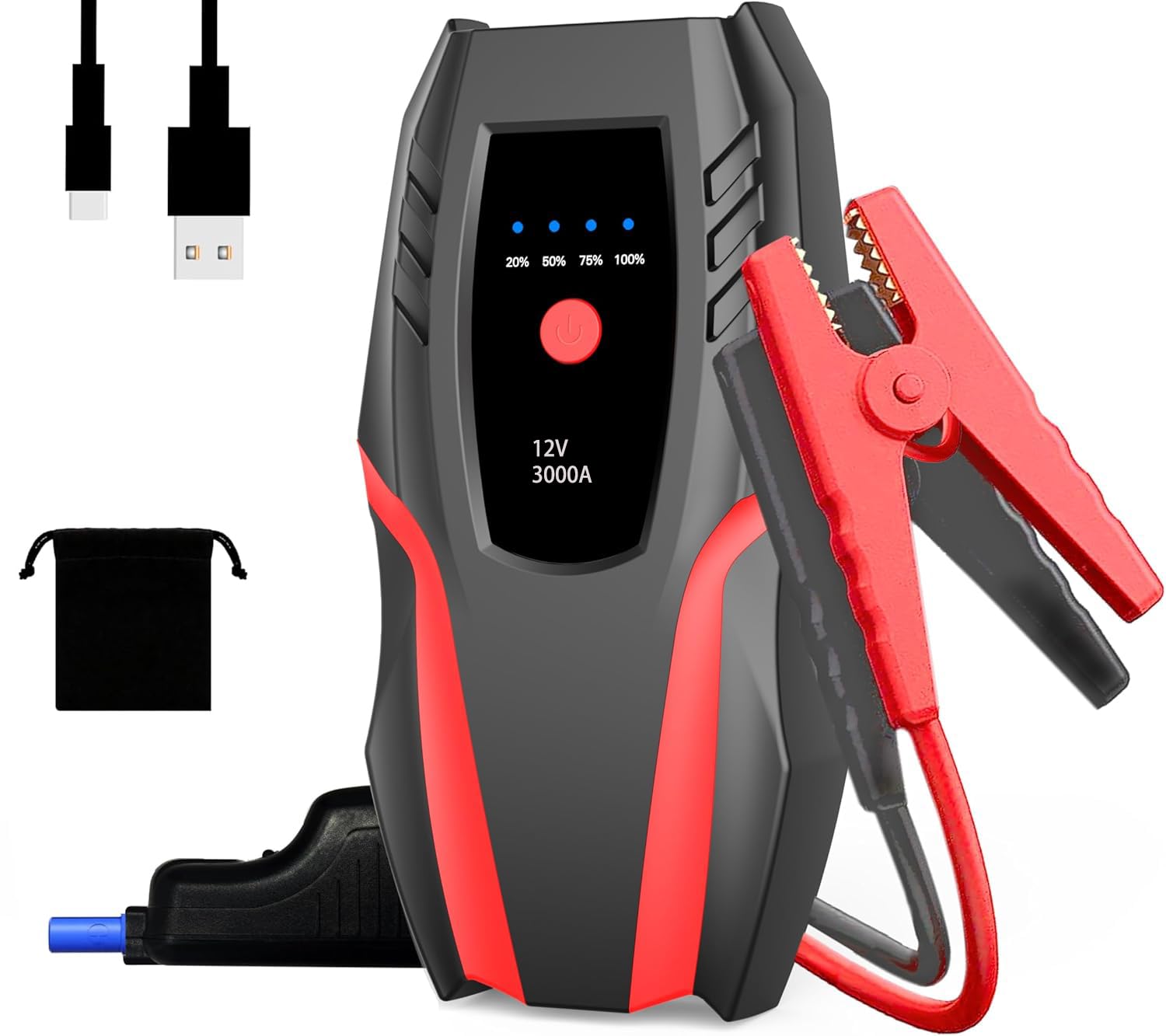 DBPOWER 4000A Peak 88.8Wh Car Jump Starter 12V Auto Battery Booster Pack Light E