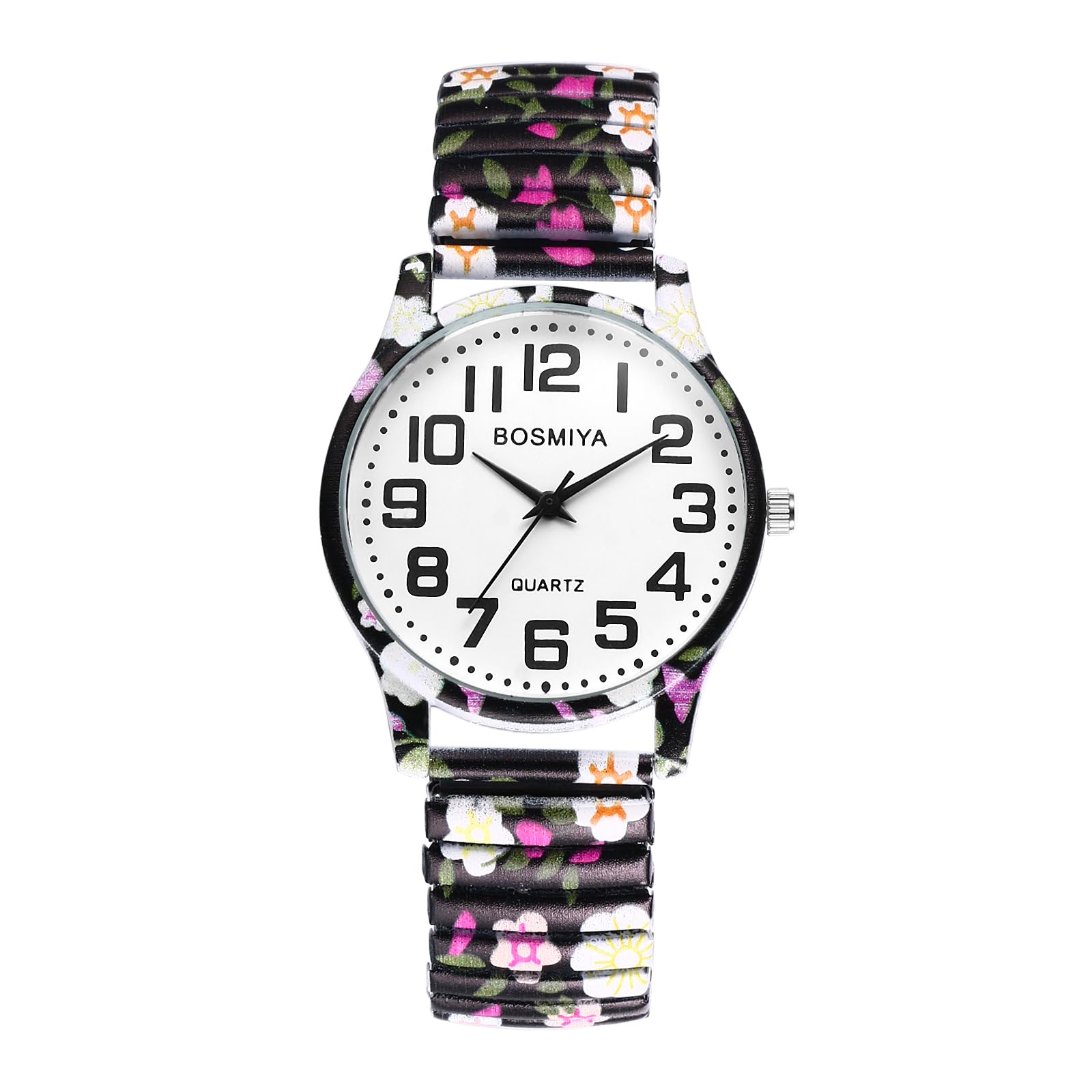 Photo 1 of Avaner Women's Stretch Band Watches: Ladies Boho Printed Elastic Strap Easy Reader Analog Quartz Bangle Wrist Watch