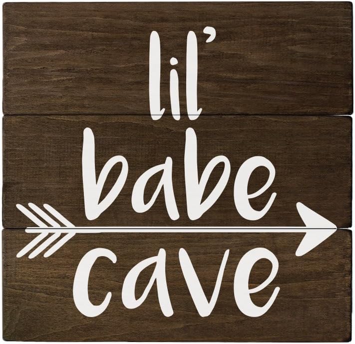 Elegant Signs Rustic Nursery Wall Decor for Girls - Lil Babe Cave