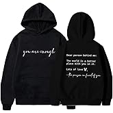 COLORFUL BLING You Are Enough Sweatshirt Women Mental Health Casual Inspirational Positiven Pullover Letter Print Shirt