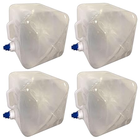 4er Set Wasserkanister 14 Liter Faltbar Lebensmittelecht Für Trinkwasser Geeignet | Trinkwasserkanister Wassertank Mit Hahn |