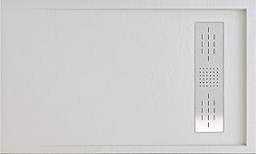 Plato DE Ducha Resina Textura Pizarra Mod. Alba (Blanco, 100 X 70) 