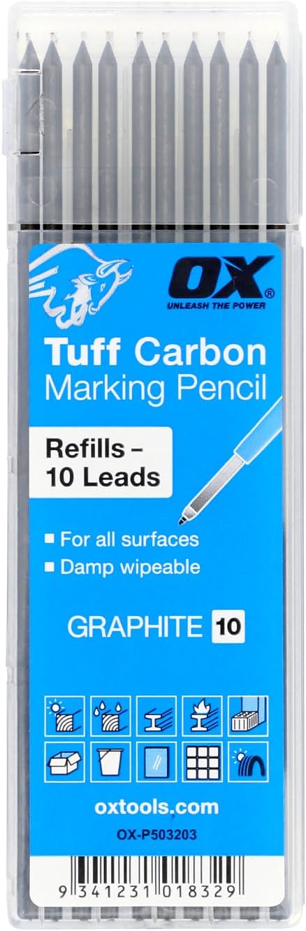 OX Tools Tuff Carbon Graphite Lead 10 Pack Replacement Pencils