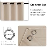 DWCN Beige Blackout Curtains with Tiebacks 52x54 Set of 2 Panels view 4
