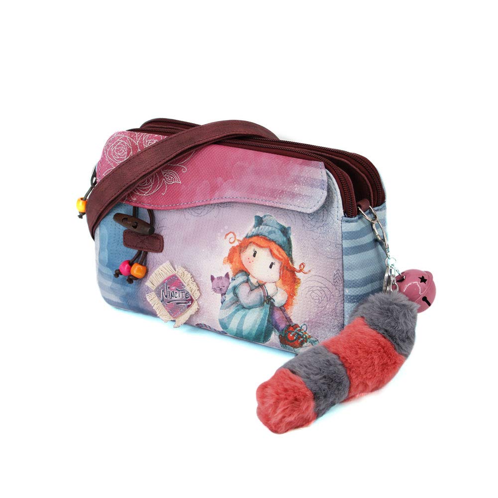 Forever Ninette Origin-Double Zipper Shoulder Bag, Multicolour, 24 x 15.5 cm