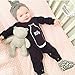 Baby Boy Girl Romper Milk Printed Long Sleeve Jumpsuit Playsuit Outfits (0-6 months, black)