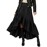 Bsubseach Women Western Asymmetrical Wrap Maxi Skirt, Ruffle Slit Flowy High Low Boho Midi Skirt