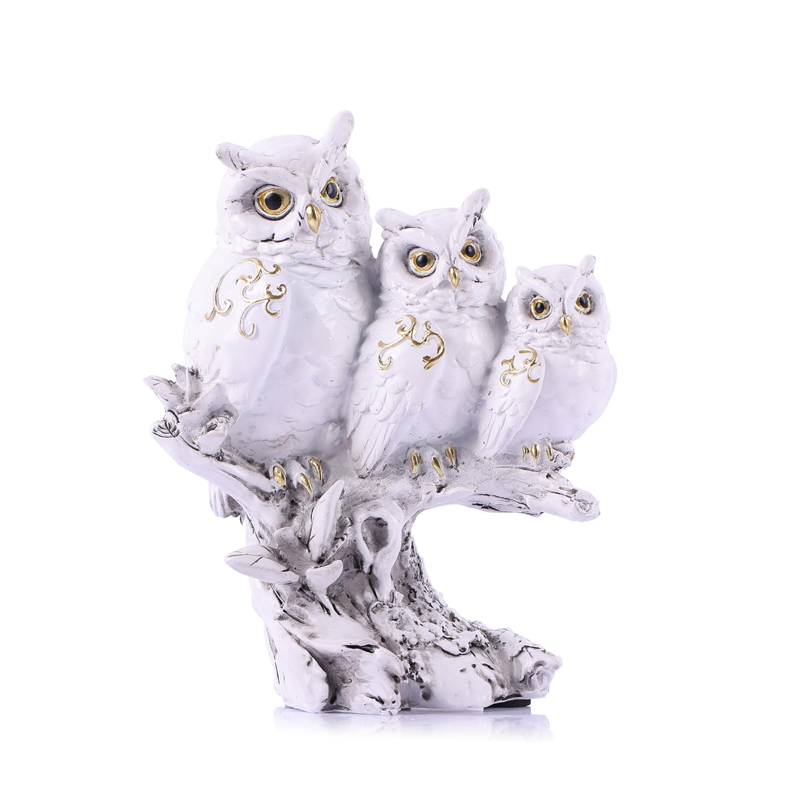 LINYTHER Owl Family Figurines White Owl Decor, Realistic Owl Statue ...