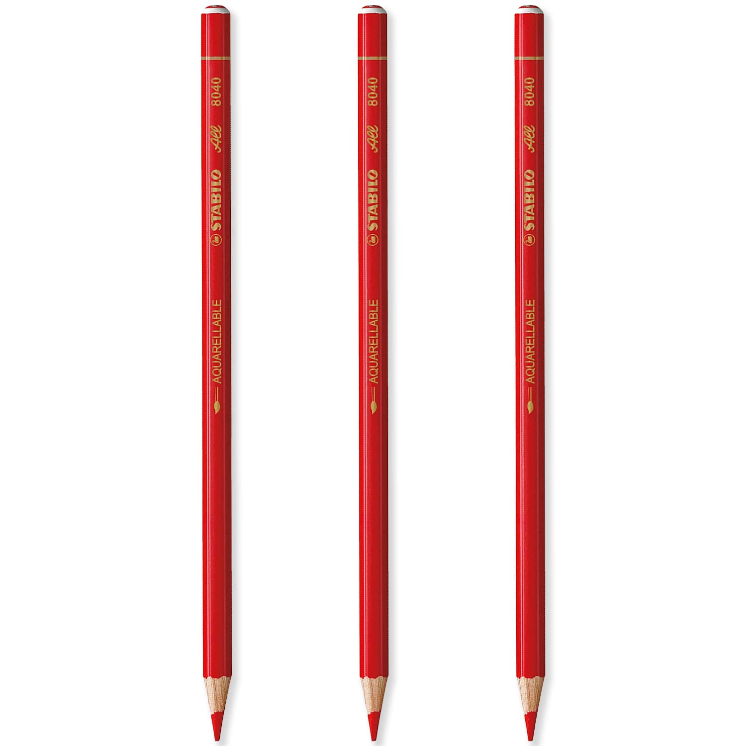 STABILO All Watercolour Effect Pencil Pack of 3 Pencils (Red) — image 1
