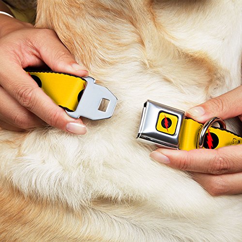 Buckle-Down 18-32" "FLL-Reverse Flash Logo Golden Yellow/Black/Red" Dog Collar, Wide Large