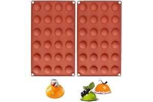 Ducodocu 24-Cavity Semi Sphere Silicone Chocolate Mold, 2 Packs Baking Mold for Making Chocolate, Cake, Jelly