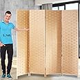 Room Dividers and Folding Privacy Screens 4 Panel 6 ft Foldable Portable Room Seperating Divider, Handwork Wood Mesh Woven Design Room Divider Wall, Room Partitions and Dividers Freestanding, Natural
