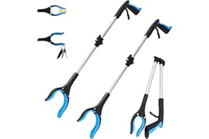 2 Pack 32 inch GrabRunner FDA Registered Reacher Grabber Tool with Strong Magnetic and Swivel Head (New Blue)