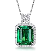KEETEEN Colorful Life Sterling Silver Necklace with Princess Cut Pendant in Simulated Gemstones