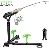 QualyQualy Ice Fishing Rod Holder, Adjustable Fishing Rod Stand for Ground, Ice Pole Holder Fishing Rod Rack with Fishing Bel