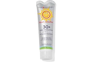 California Baby Super Sensitive SPF 30+ Sunscreen | Unscented | Mineral Based | Titanium Dioxide | Travel Size Baby Sunscreen for Face + Body | 1.8 oz
