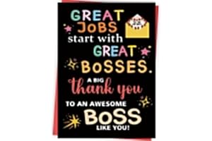Thank You Card Gifts for Boss Leader Manager, Cute Boss's Day Card for Her Him, Best Boss Appreciation Card for Men Women