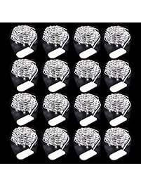 Ustellar 16 Pack 10ft 30 Micro Starry LED String Lights, Waterproof Fairy Silver Wire Lights, Firefly Moon Lights Battery Operated (Included), for DIY Wedding Party Christmas Decorations