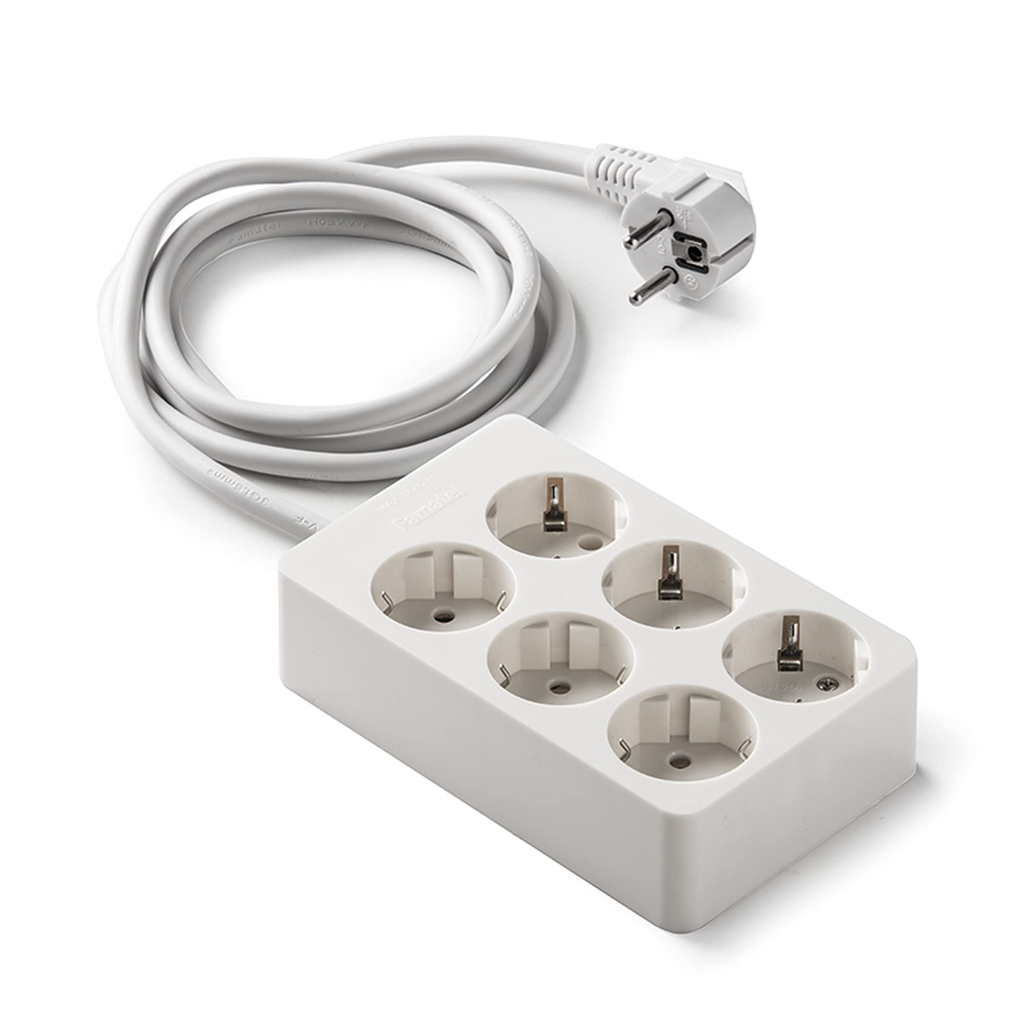 Famatel 2516 – Base 6 Extension Sockets 10a-250V Side Earth White