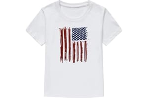 TBBCWWQY Kids Boys 4th of July Shirts Toddler American Flag T-Shirt Girls Patriotic Short Sleeve Tees Cotton Top Clothes 1-7T