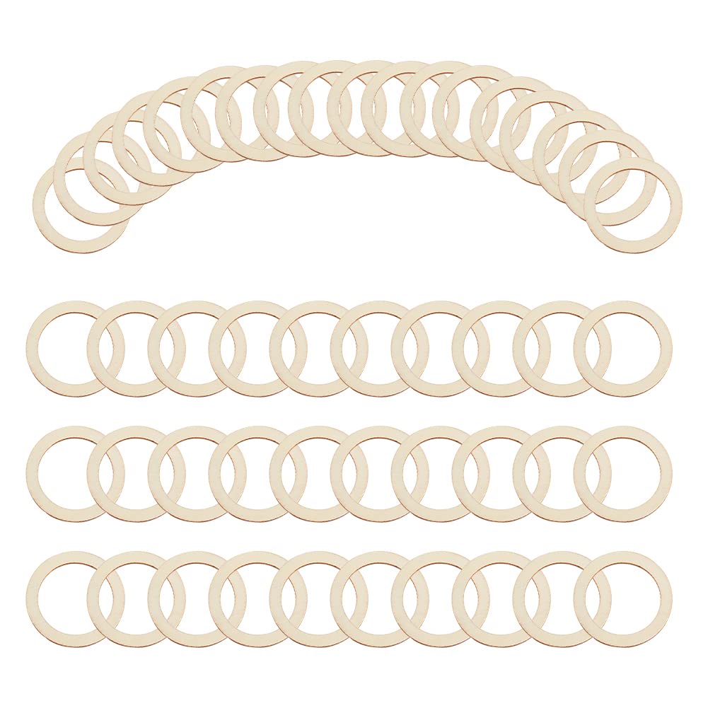 NBEADS 100 Pcs 40mm Unfinished Wood Pieces Rings Shape, Antique White Circle Ornaments Wood Linking Rings Blank Wooden Slices for Painting Pyrography Christmas Home Decor, 30cm inner diameter