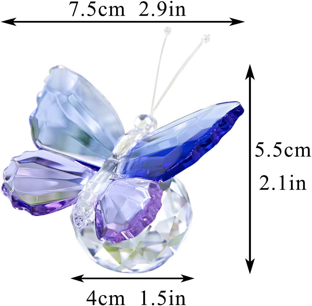 H&D HYALINE & DORA Blue and Purple Glass Butterfly with Ball Base - Image 3