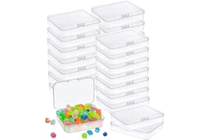 MFDSJ 12 Pcs Mini Plastic Storage Containers Box with Lid, 3.5x2.4 Inches Clear Rectangle Box for Collecting Small Items, Beads, Game Pieces, Business Cards, Crafts Accessories