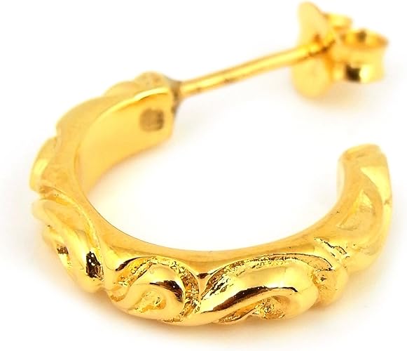 Amazon 人気 メンズ レディース ブランド Sbg 22k Gp ゴールド スクロール フープ ピアス 片耳 金 リング ピアス シルバー 925 ピアス 通販