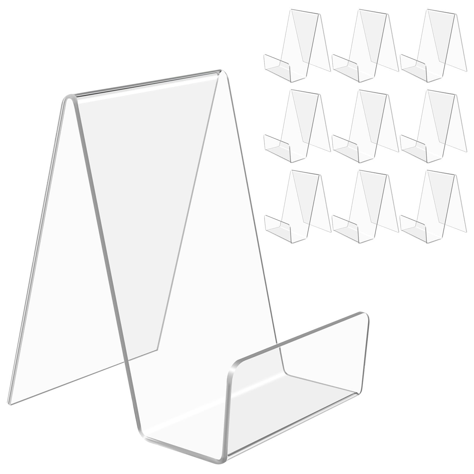 Photo 1 of 10 Pcs Clear Acrylic Book Display Stand, Thickened & Transparent Acrylic Display Stands, Clear Easel Tablet Holder for Displaying Books, Pictures, Notebooks, CDs, Artworks, etc