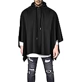 Demetory Men's Oversized Batwing Sleeves Hooded Poncho Cape