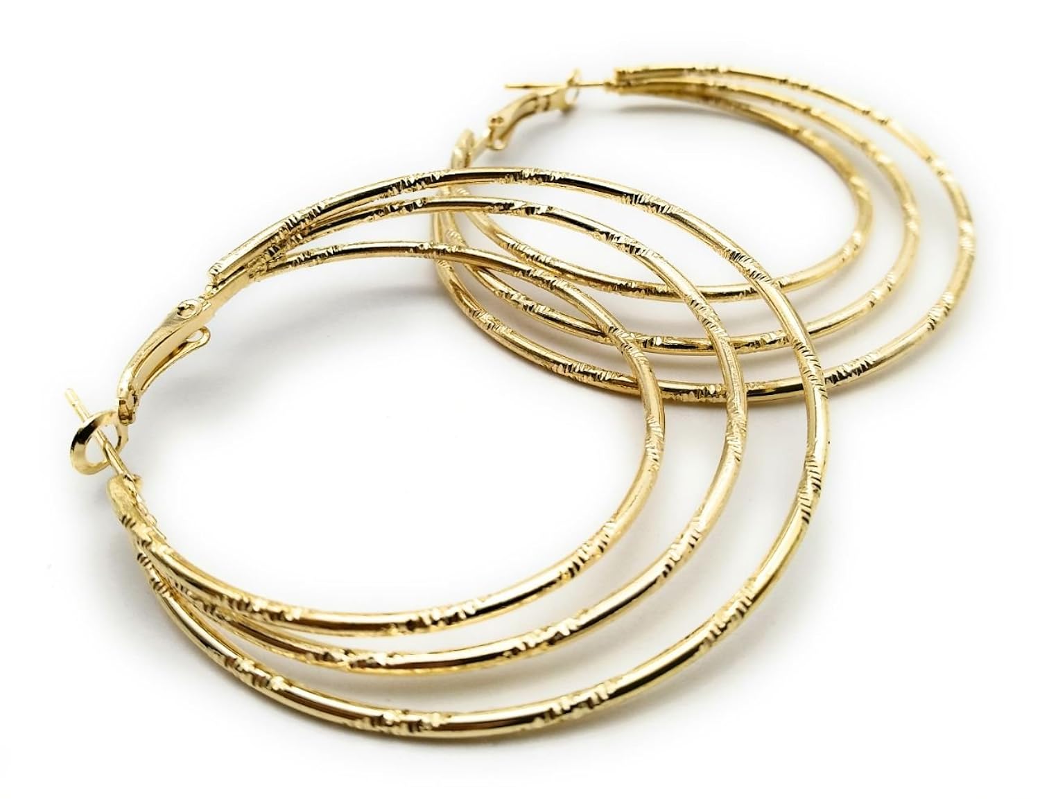 satyam kraft 3 layered golden hoop earring for women