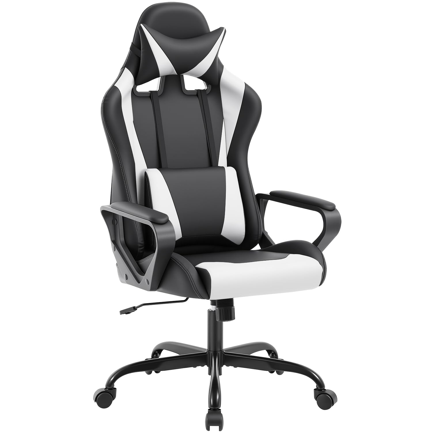 BestOffice Silla Gaming Ergonómica para Adultos, Silla para Videojuegos, Color Blanco