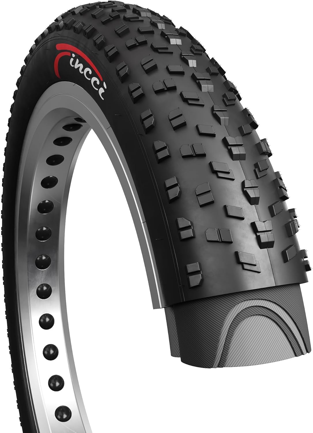 Fincci Foldable 26x4.0 Fat Bike Tyre - Black 26 inch Bike Tyre with Wear-Resistant Compound,100-559, Fat Tire with Durable Tread Design for Mountain, Hybrid, Dirt Bike, Street Tires for Ebike, 30 TPI