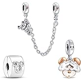 Doyafer 925 Sterling Silver Charms Cartoon Mouse Charm Clip Safety Chain for women's bracelets Birthday Gift 3-Piece/Package