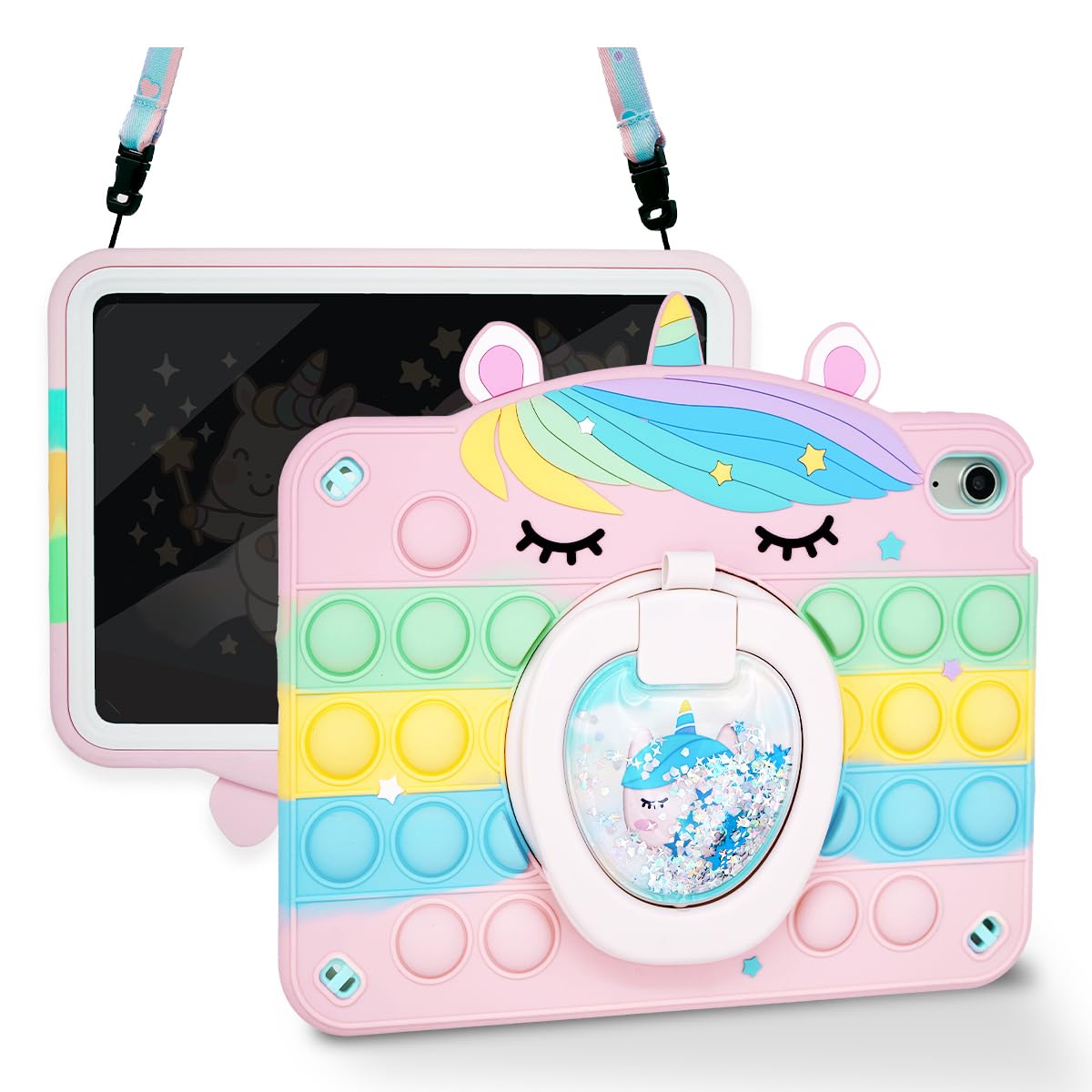 Photo 1 of [Super Cute Unicorn Tablet Case] Kids Case with Screen Protector, Shockproof Protective Case Cover for iPad (A16) 11th Generation 11 Inch 2025 / iPad 10th Generation (2022) 10.9'' - Pink